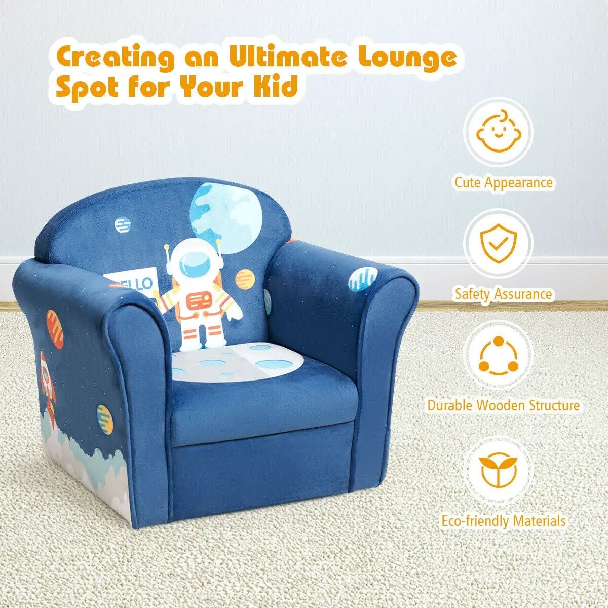 Kids Astronaut Armrest Upholstered Couch by DirectDeals