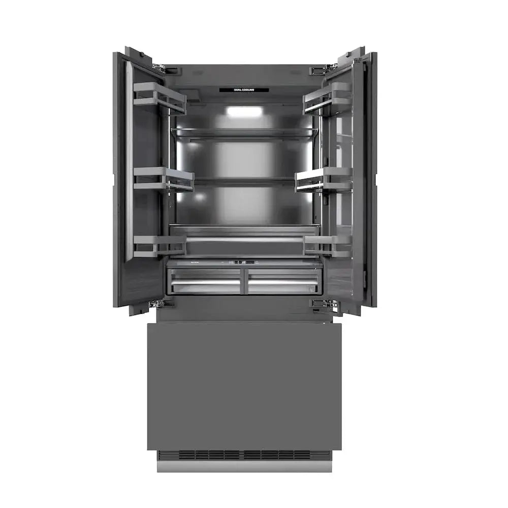 ZLINE 36" Panel Ready Built-In Bottom Freezer Refrigerator,Water Dispenser, Ice Maker,Graphite Gray, Gold GRBIVZ-36-G by Farmhouse Kitchen and Bath