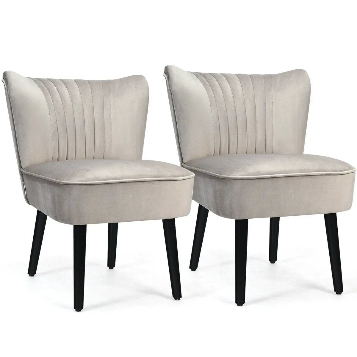 Set of 2 Upholstered Modern Leisure Club Chairs with Solid Wood Legs, photo 19 of 24