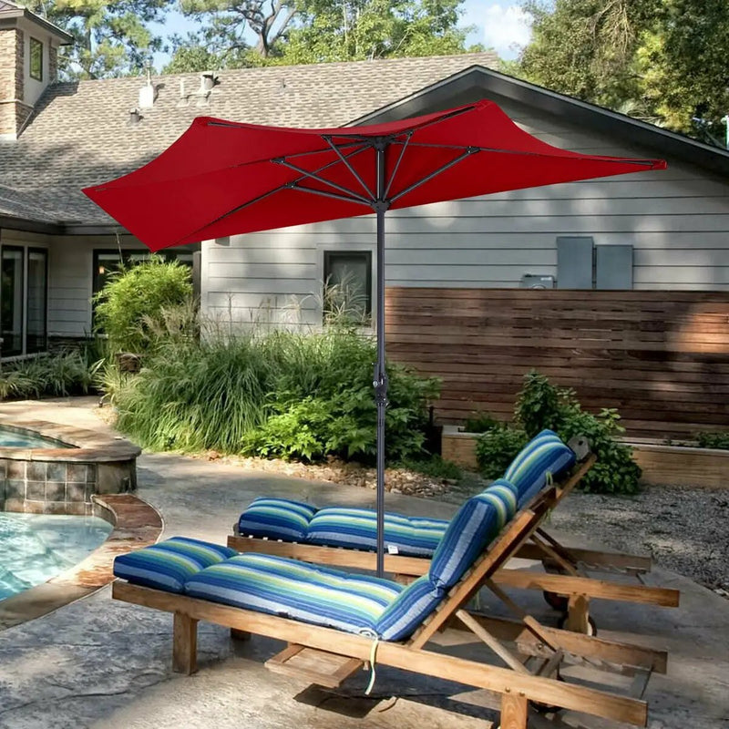 9Ft Patio Bistro Half Round Umbrella by DirectDeals