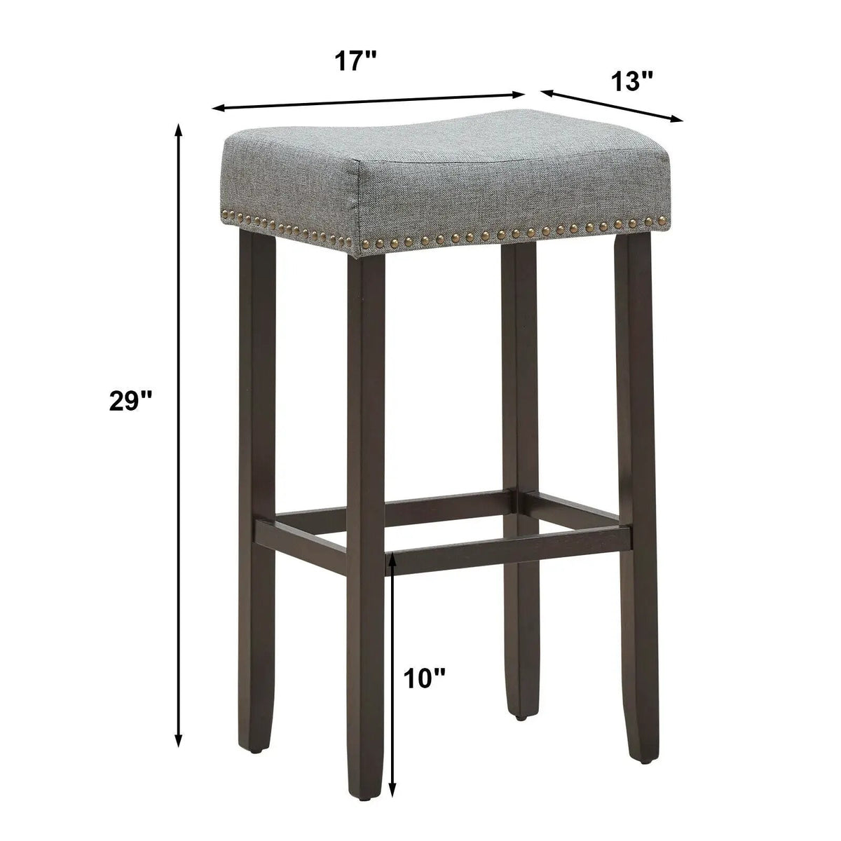 Set of 2 Nailhead Saddle Bar Stools 29 Inch Height, photo 8 of 16