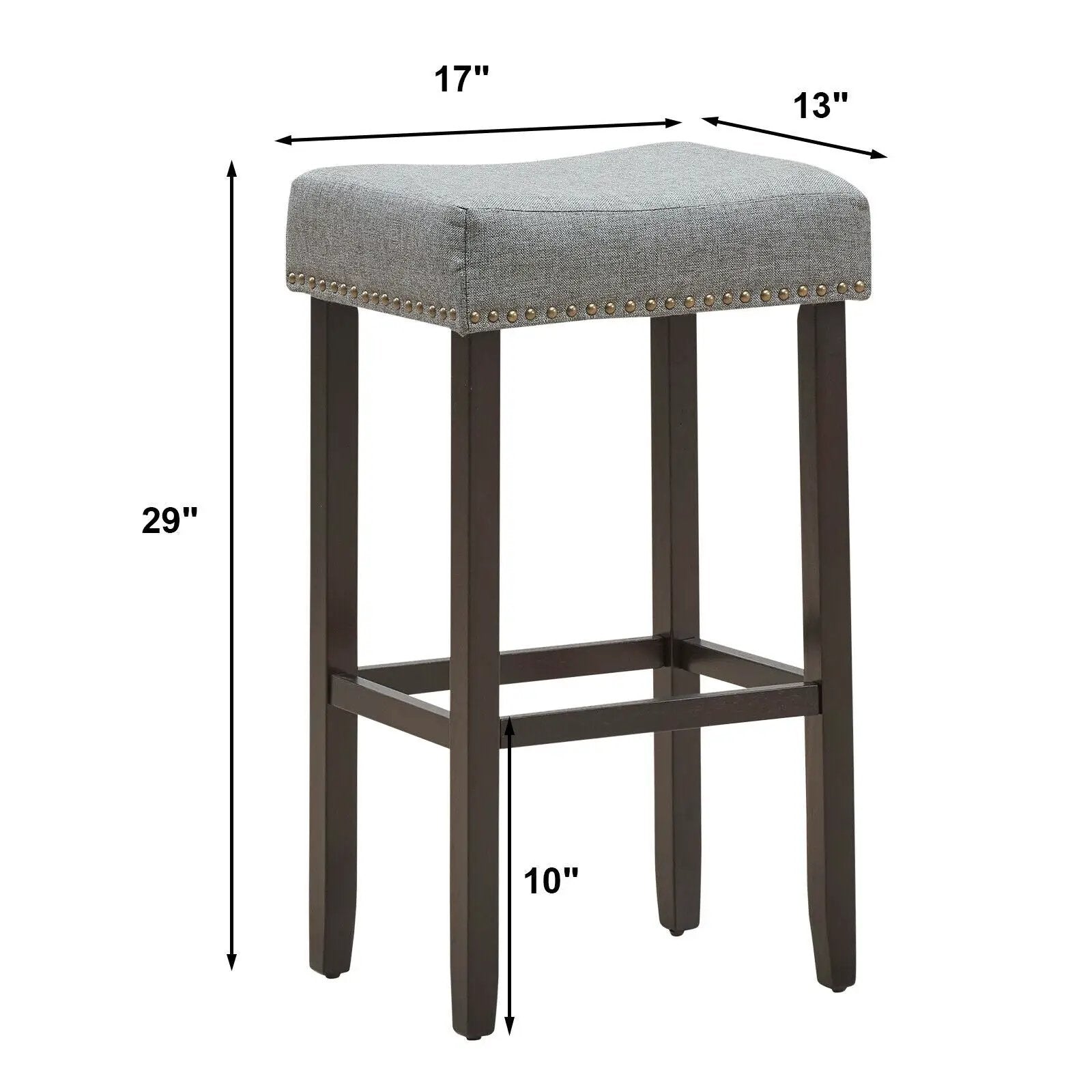 Set of 2 Nailhead Saddle Bar Stools 29 Inch Height by DirectDeals