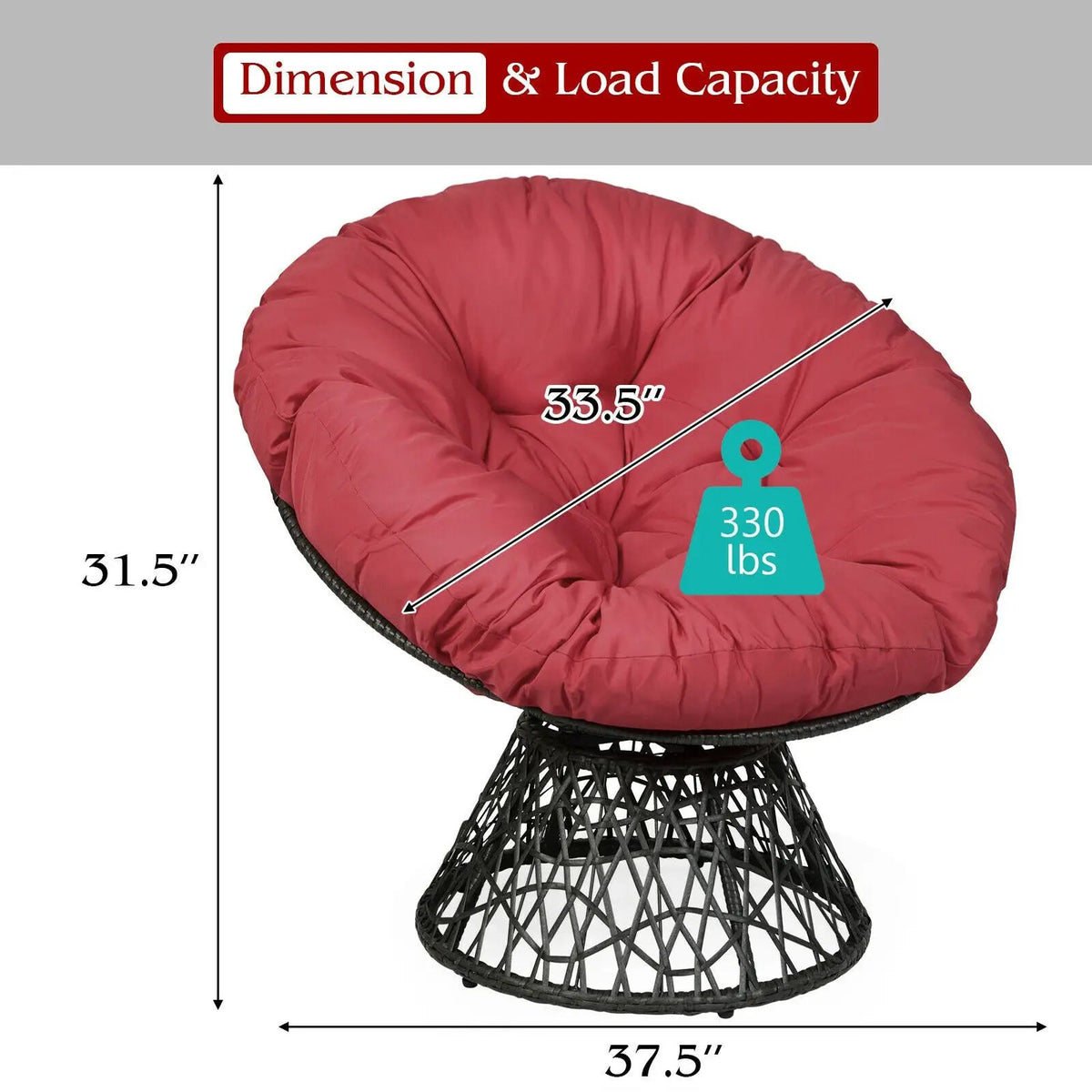 Rattan Papasan Chair Ergonomic 360-degree Swivel Soft Cushion Garden, photo 15 of 24