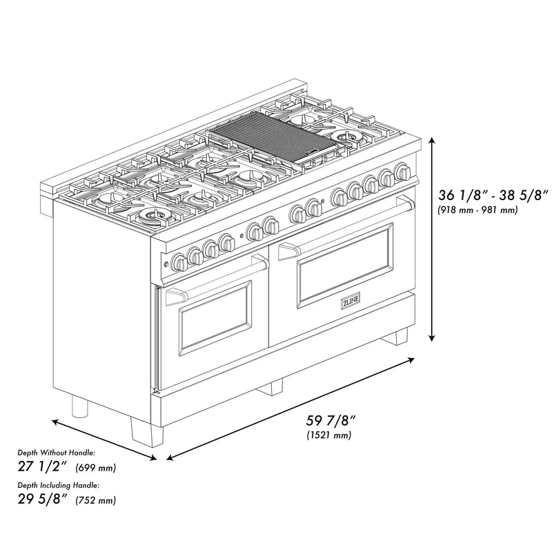ZLINE 60" Professional Dual Fuel Range with Snow Finish Door, RA-SN-60 by Farmhouse Kitchen and Bath