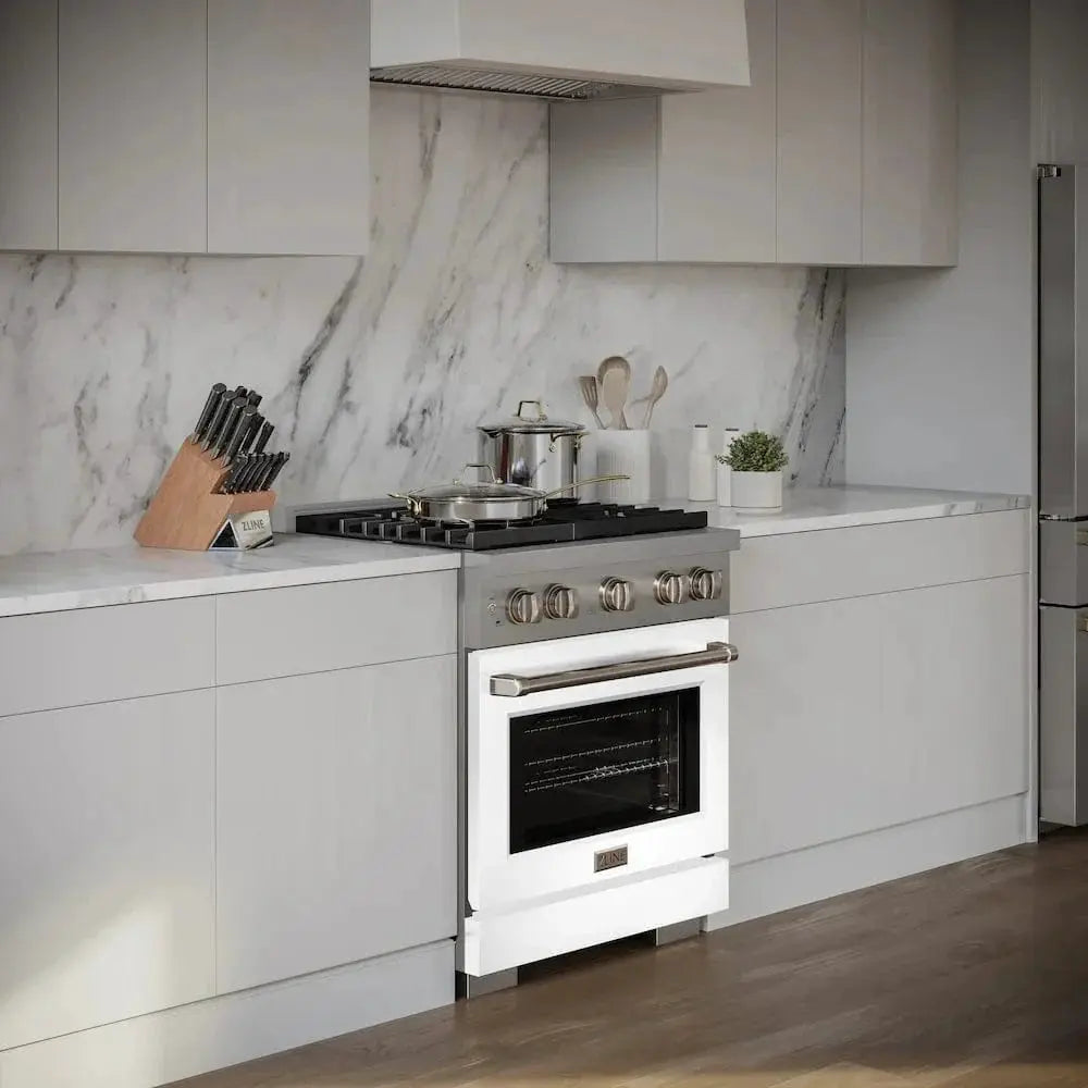 ZLINE 30"Paramount Dual Fuel Range Stainless Steel, White Matte, SDR-WM-30 by Farmhouse Kitchen and Bath