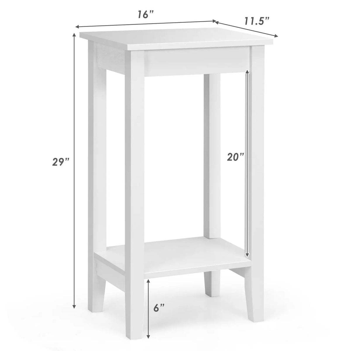 2-Tier Nightstand End Side Wooden Legs Table for Bedroom, photo 11 of 24