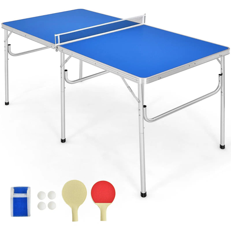 60 Inch Portable Tennis Ping Pong Folding Table with Accessories by DirectDeals