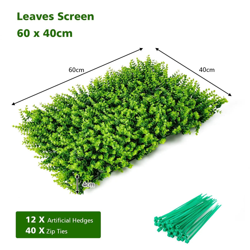 12 Pieces 16 x 24 Inch Artificial Eucalyptus Hedge Plant Privacy Fence Panels by DirectDeals