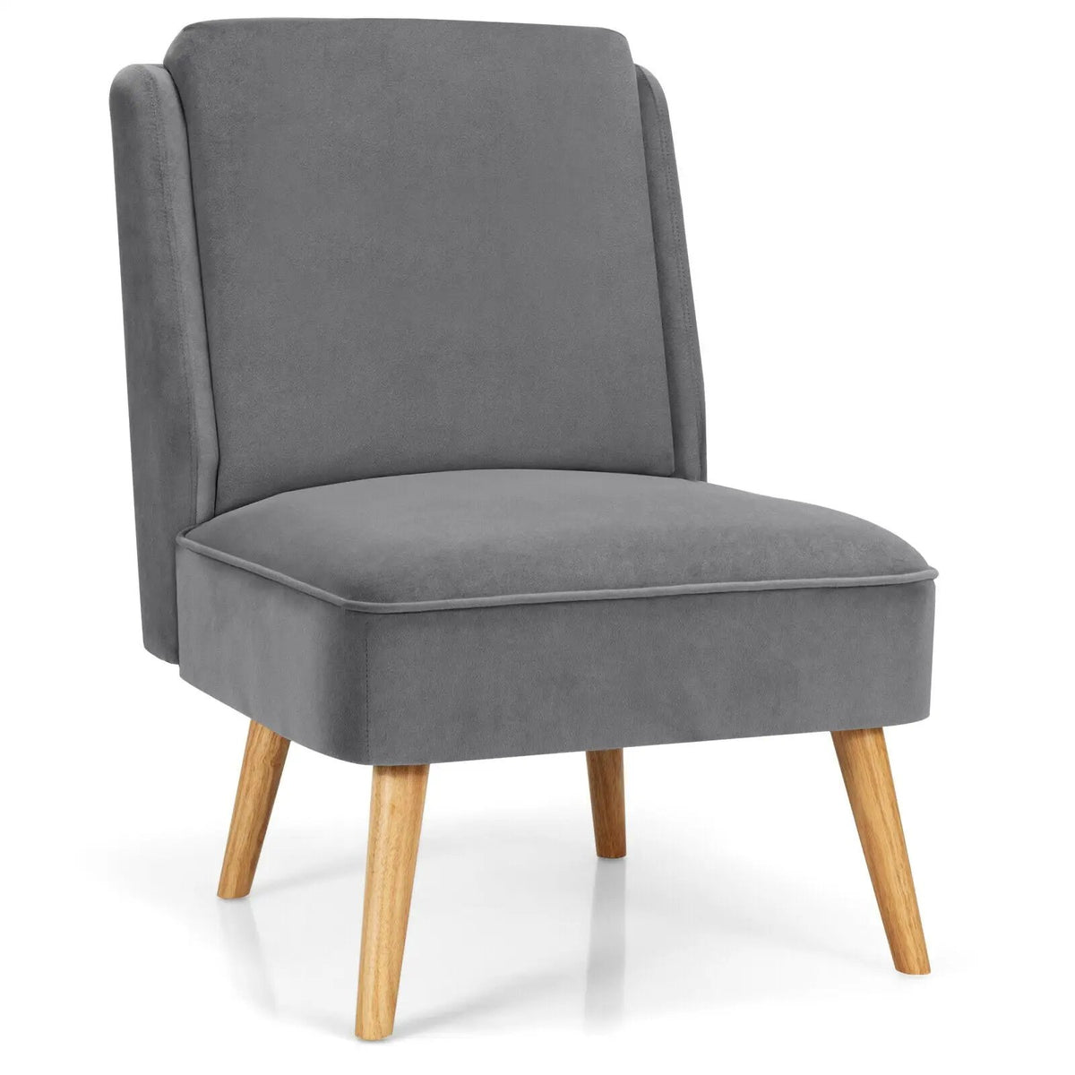 Velvet Accent Armless Side Chair with Rubber Wood Legs for Bedroom, photo 9 of 24