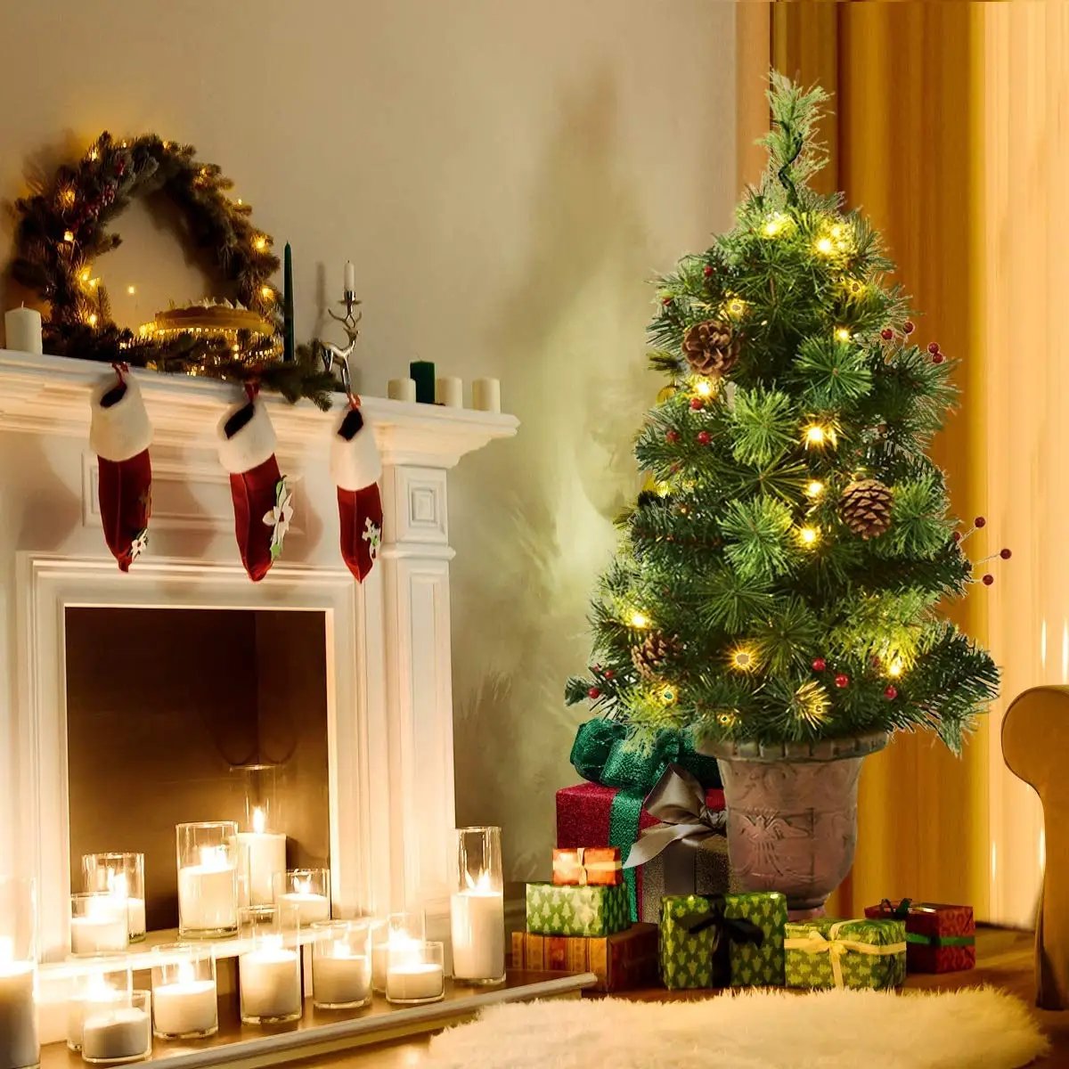 LED Christmas Tree with Red Berries Pine Cones, photo 14 of 20