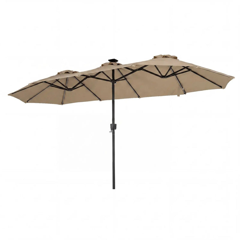 13 FT Double-Sided Patio Umbrella with Color-Changing Flowing Solar LED Lights by DirectDeals