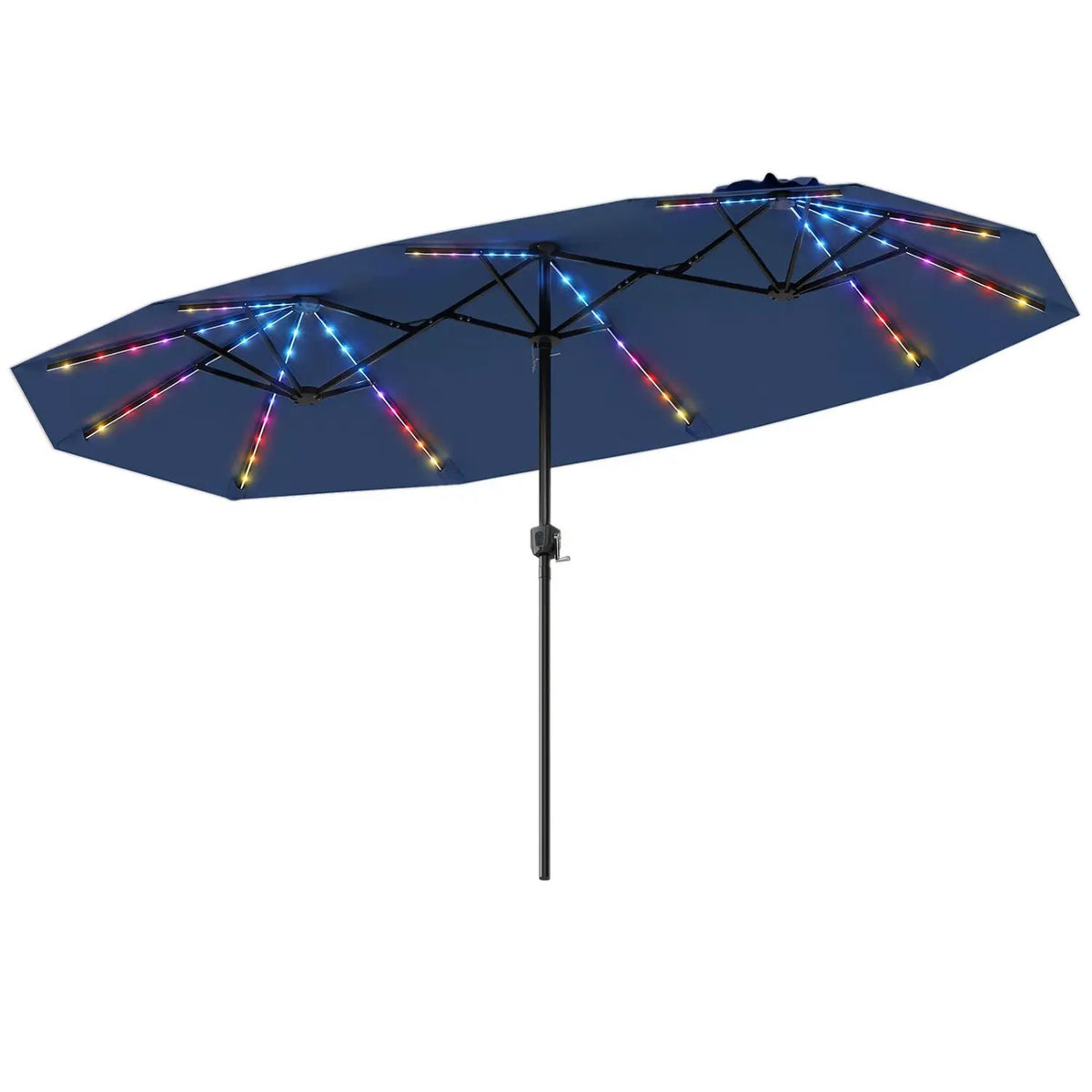 13 FT Double-Sided Patio Umbrella with Color-Changing Flowing Solar LED Lights, photo 5 of 30