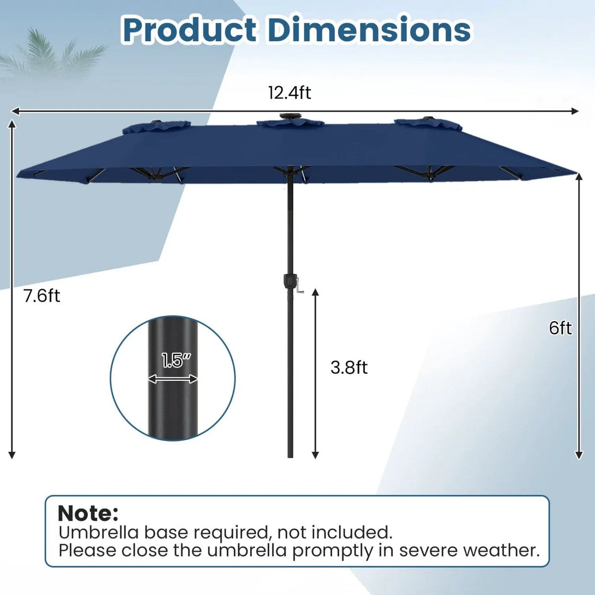 13 FT Double-Sided Patio Umbrella with Color-Changing Flowing Solar LED Lights, photo 6 of 30