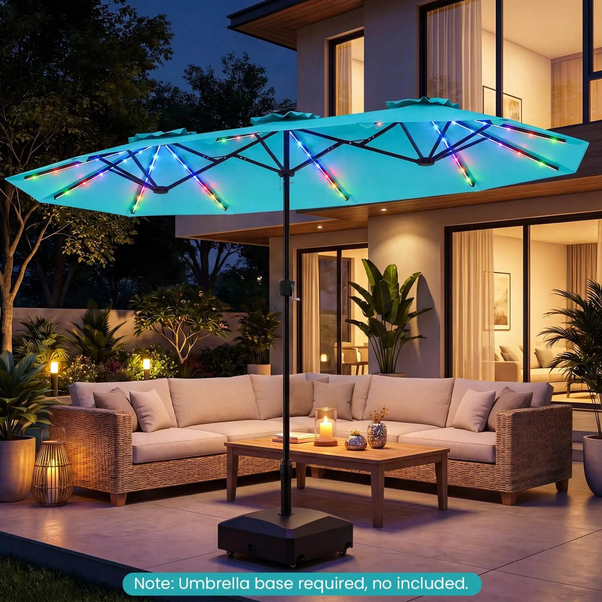 13 FT Double-Sided Patio Umbrella with Color-Changing Flowing Solar LED Lights, photo 11 of 30