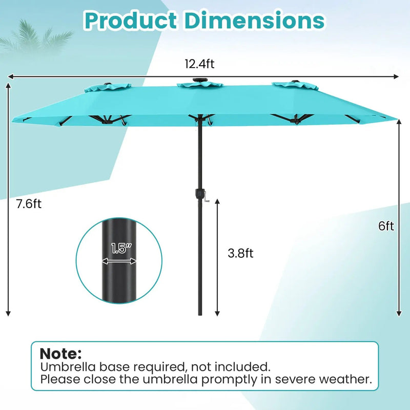 13 FT Double-Sided Patio Umbrella with Color-Changing Flowing Solar LED Lights by DirectDeals