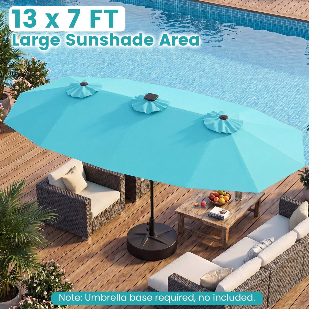 13 FT Double-Sided Patio Umbrella with Color-Changing Flowing Solar LED Lights, photo 15 of 30