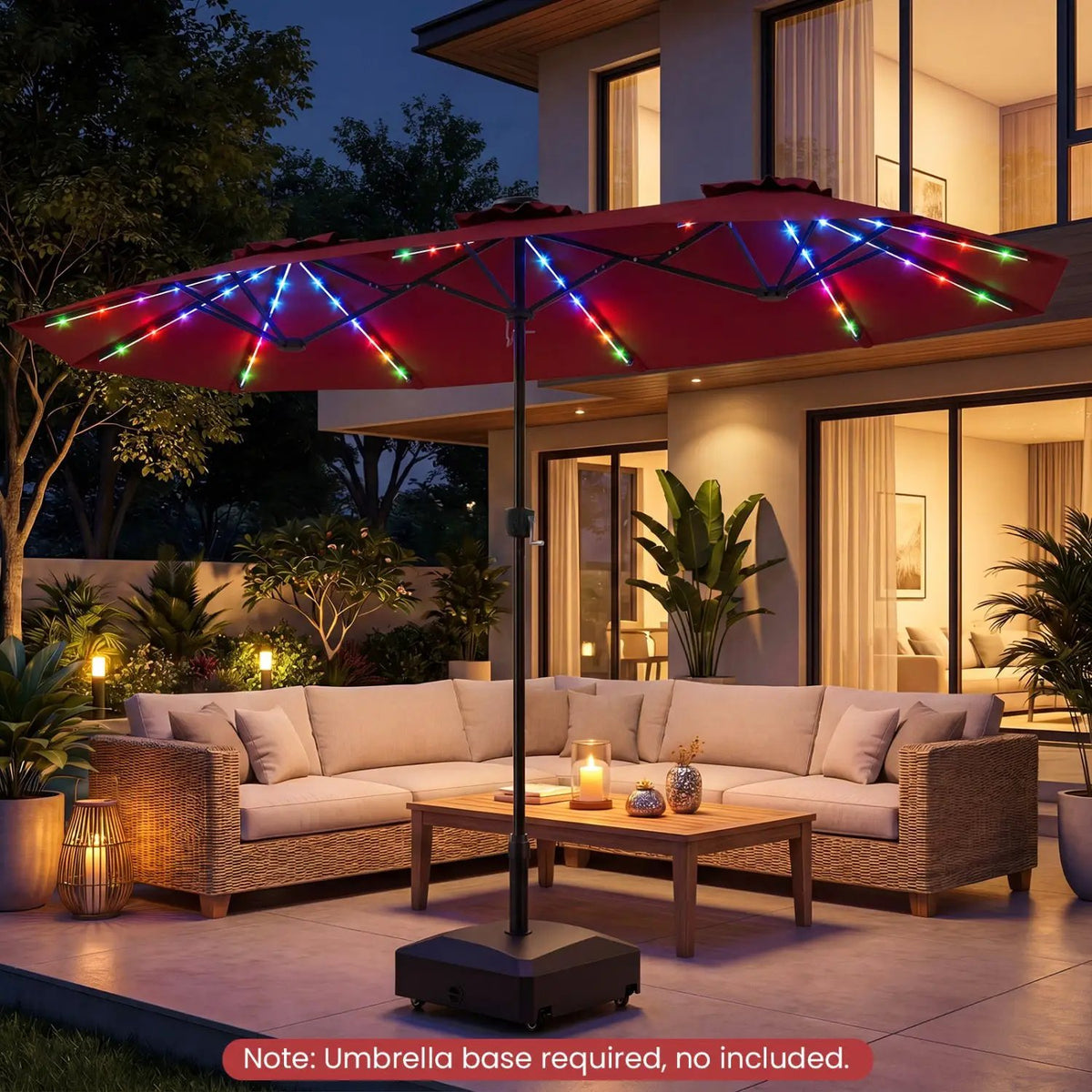 13 FT Double-Sided Patio Umbrella with Color-Changing Flowing Solar LED Lights, photo 18 of 30