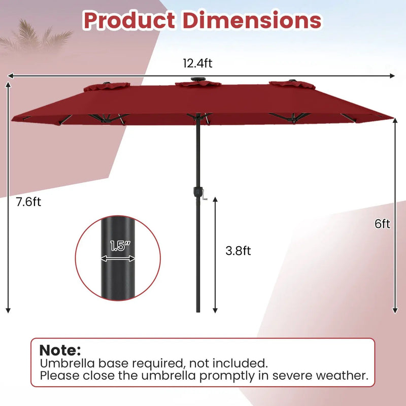 13 FT Double-Sided Patio Umbrella with Color-Changing Flowing Solar LED Lights by DirectDeals