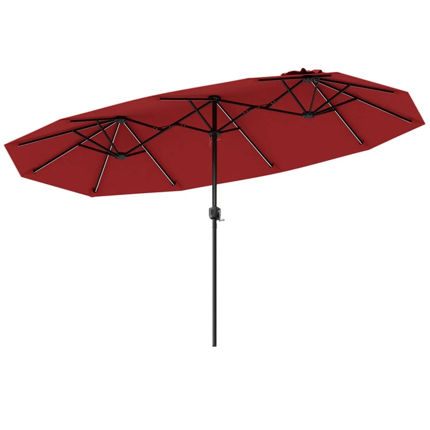 13 FT Double-Sided Patio Umbrella with Color-Changing Flowing Solar LED Lights by DirectDeals