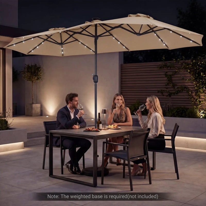 13 FT Double-Sided Patio Umbrella with 36 LED Lights by DirectDeals