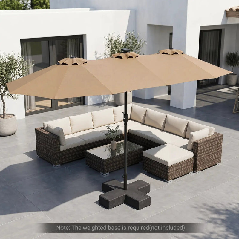 13 FT Double-Sided Patio Umbrella with 36 LED Lights by DirectDeals