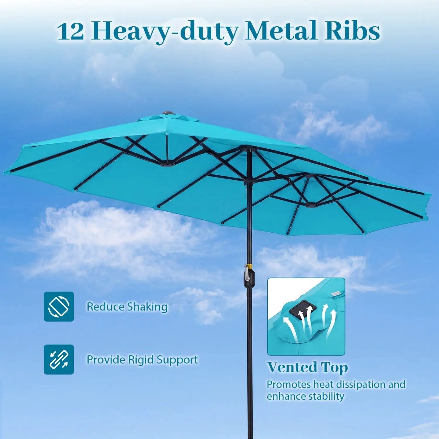13 FT Double-Sided Patio Umbrella with 36 LED Lights by DirectDeals