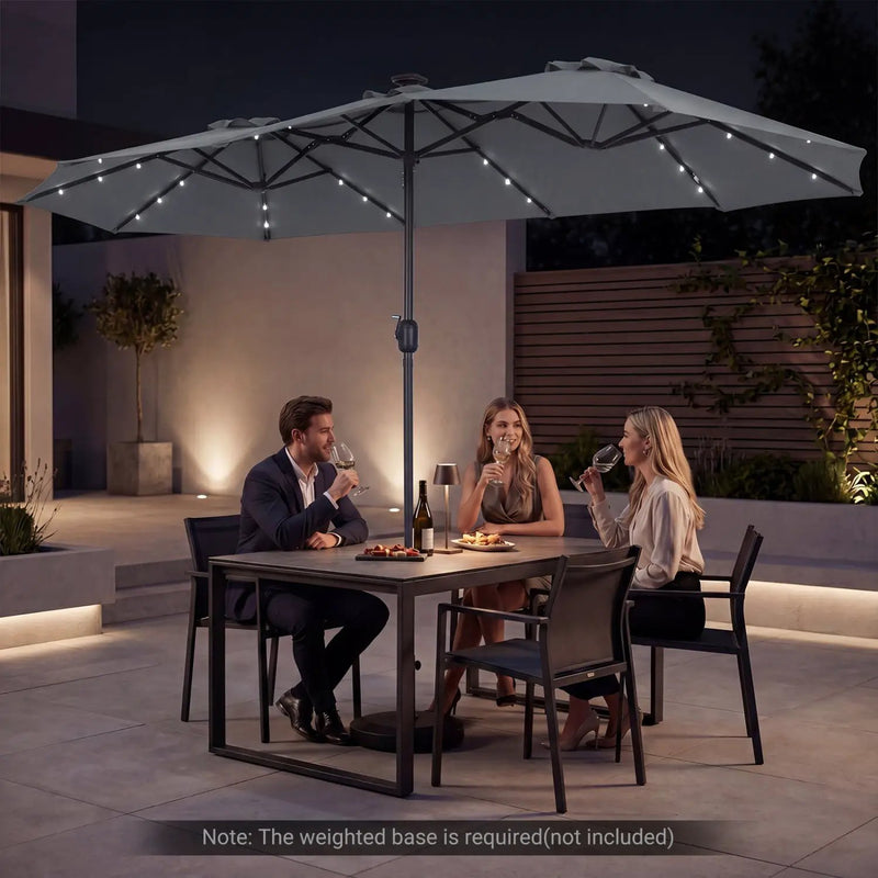 13 FT Double-Sided Patio Umbrella with 36 LED Lights by DirectDeals