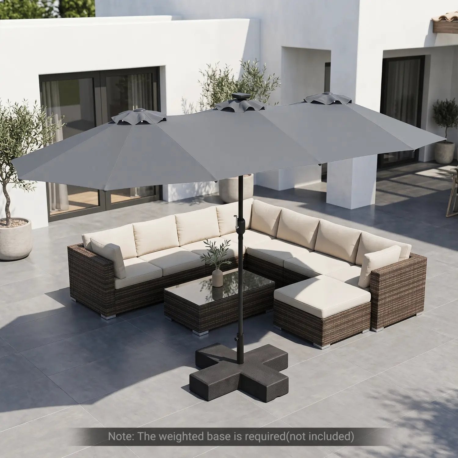 13 FT Double-Sided Patio Umbrella with 36 LED Lights by DirectDeals