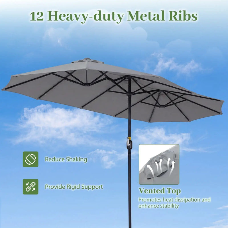 13 FT Double-Sided Patio Umbrella with 36 LED Lights by DirectDeals