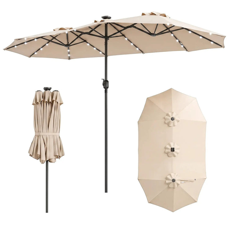 13 FT Double-Sided Patio Umbrella with 36 LED Lights by DirectDeals