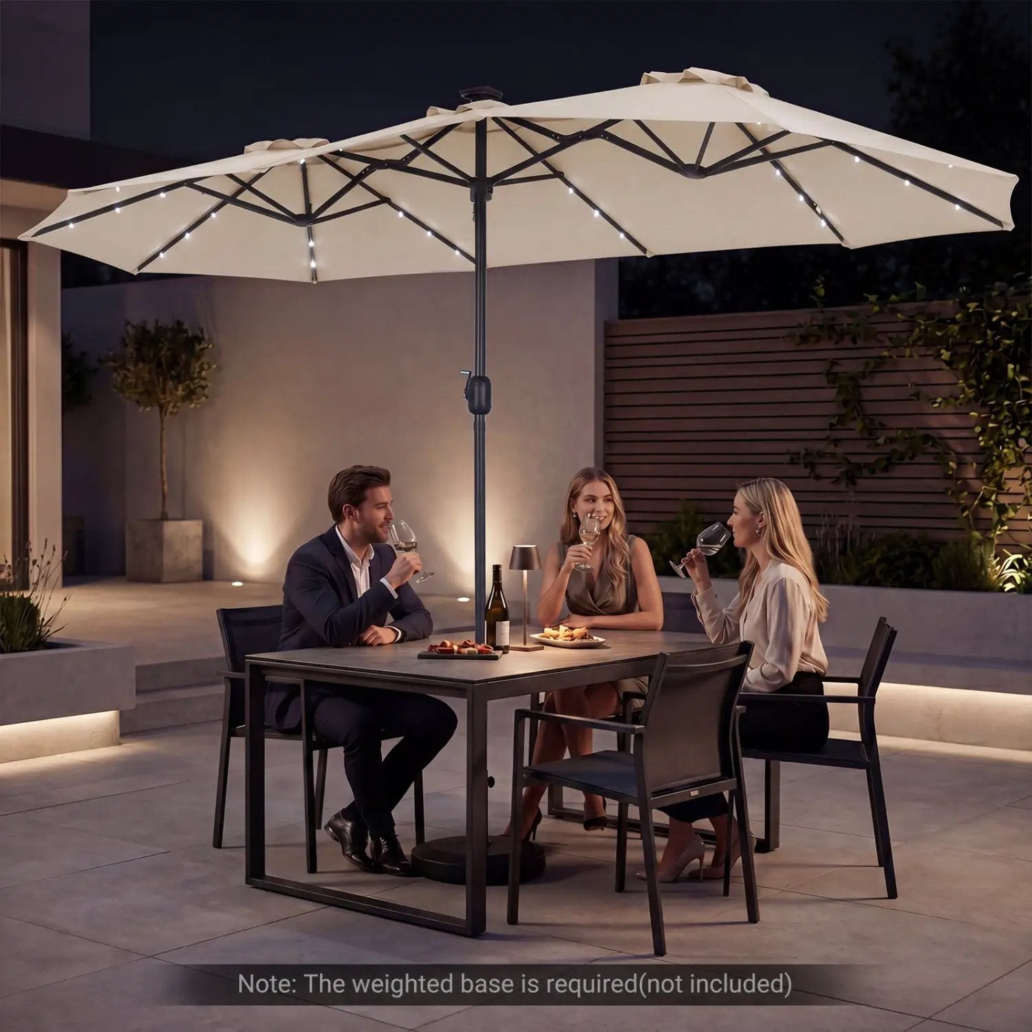 13 FT Double-Sided Patio Umbrella with 36 LED Lights by DirectDeals