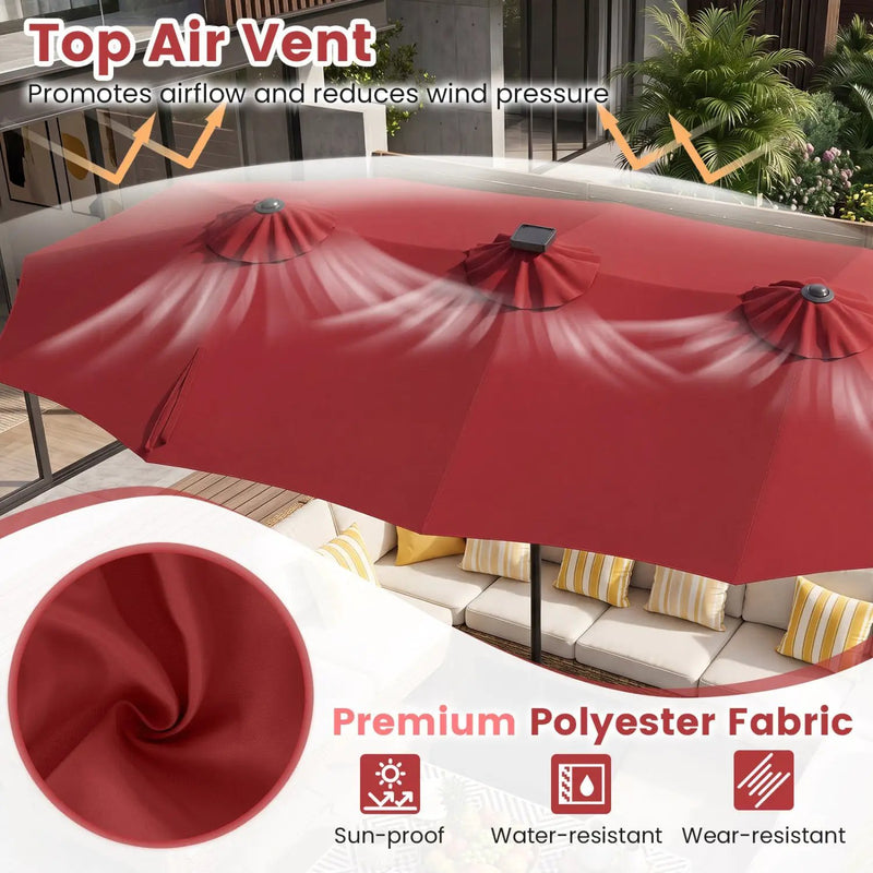 13 FT Double-Sided Patio Umbrella with 108 LED Lights & Base by DirectDeals