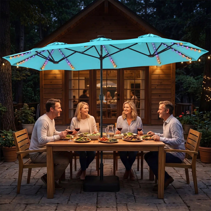 13 FT Double-Sided Patio Umbrella with 108 LED Lights & Base by DirectDeals