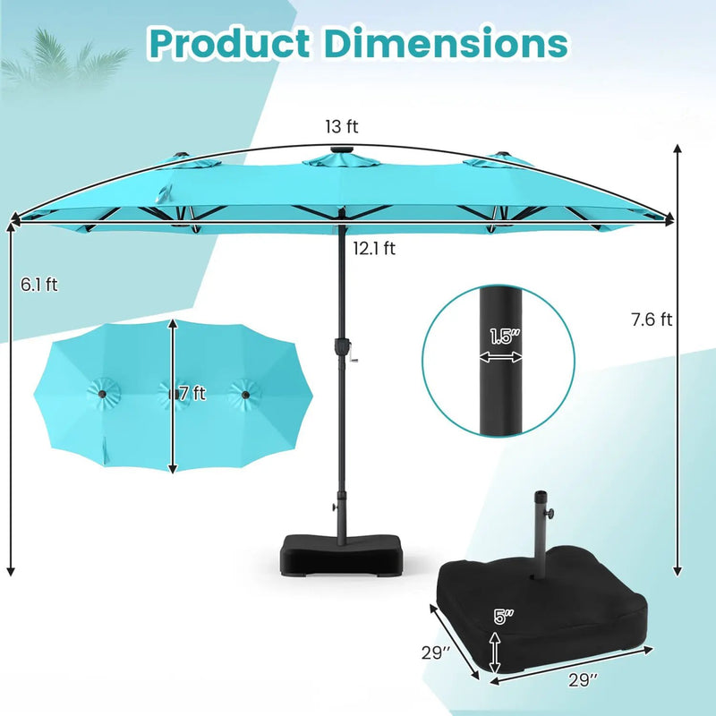13 FT Double-Sided Patio Umbrella with 108 LED Lights & Base by DirectDeals
