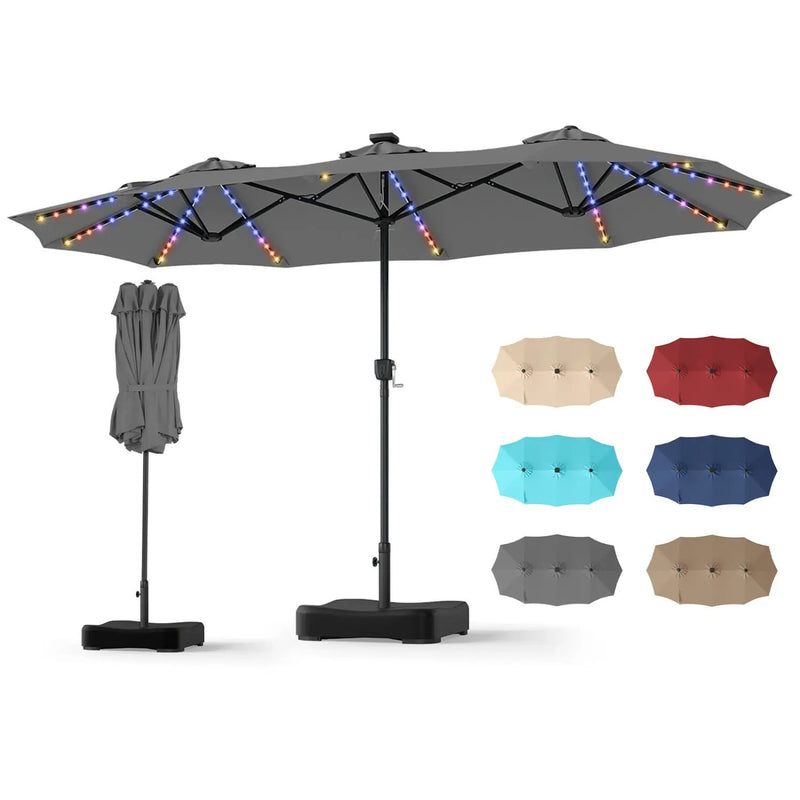 13 FT Double-Sided Patio Umbrella with 108 LED Lights & Base by DirectDeals