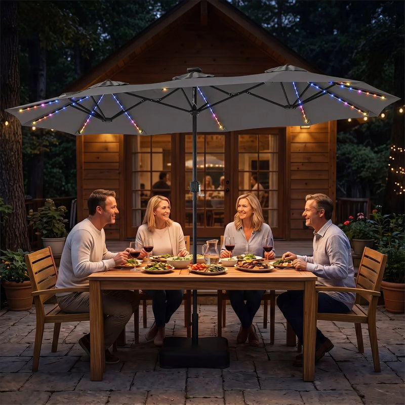 13 FT Double-Sided Patio Umbrella with 108 LED Lights & Base by DirectDeals