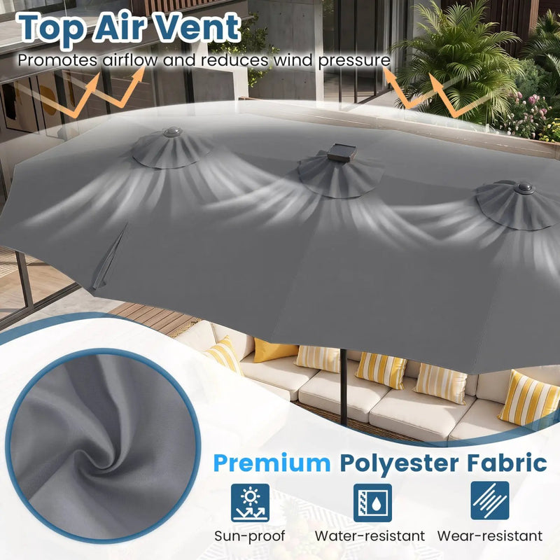 13 FT Double-Sided Patio Umbrella with 108 LED Lights & Base by DirectDeals