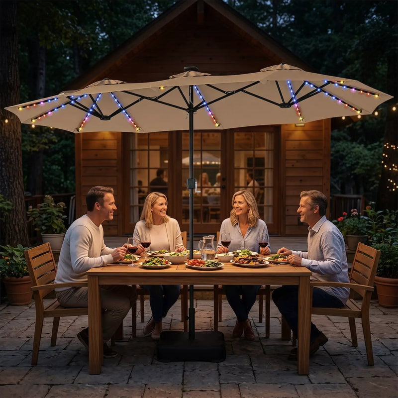13 FT Double-Sided Patio Umbrella with 108 LED Lights & Base by DirectDeals