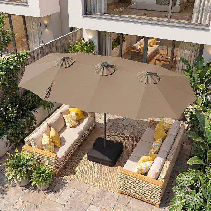 13 FT Double-Sided Patio Umbrella with 108 LED Lights & Base by DirectDeals