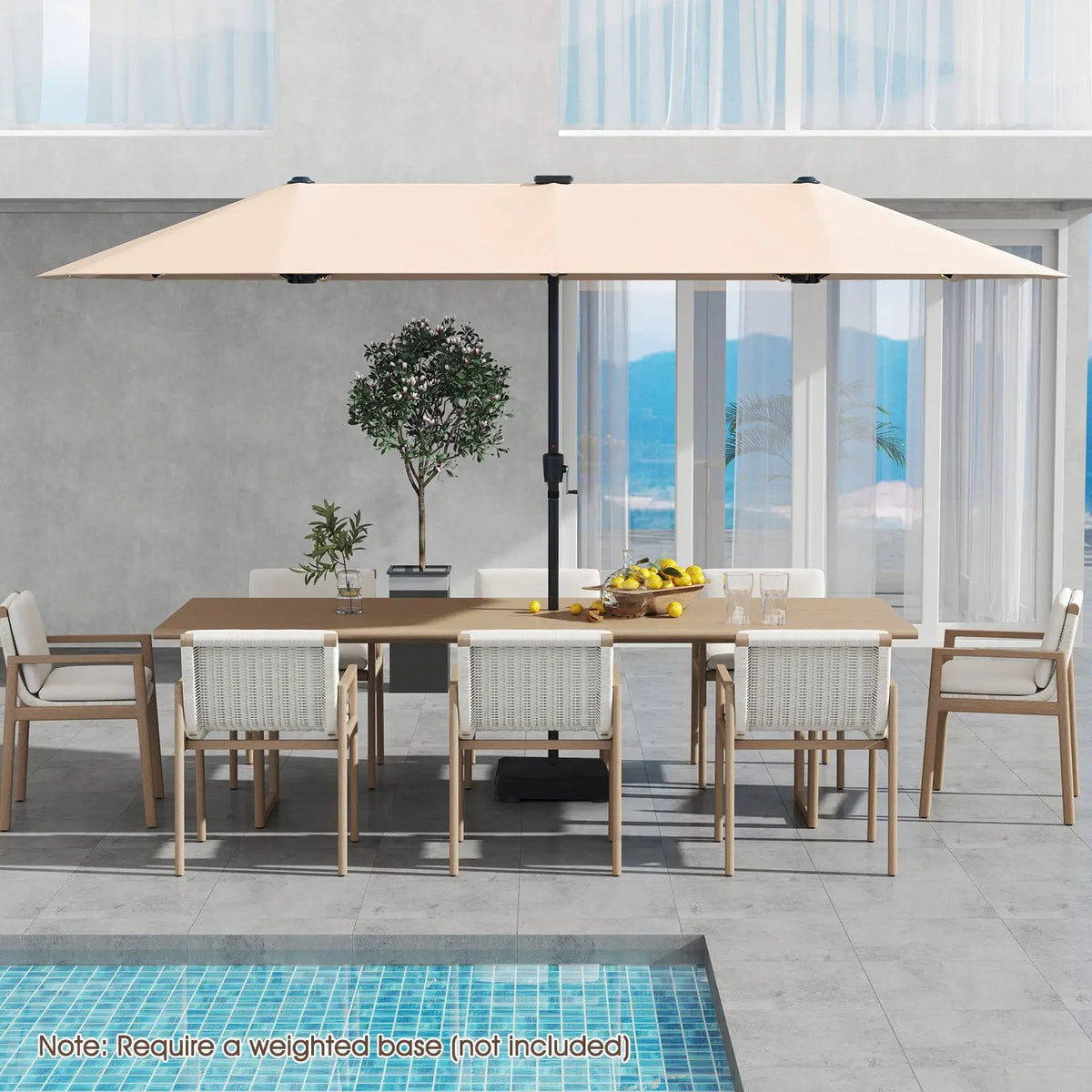 13 FT Double-Sided Patio Umbrella with Solar LED Lights