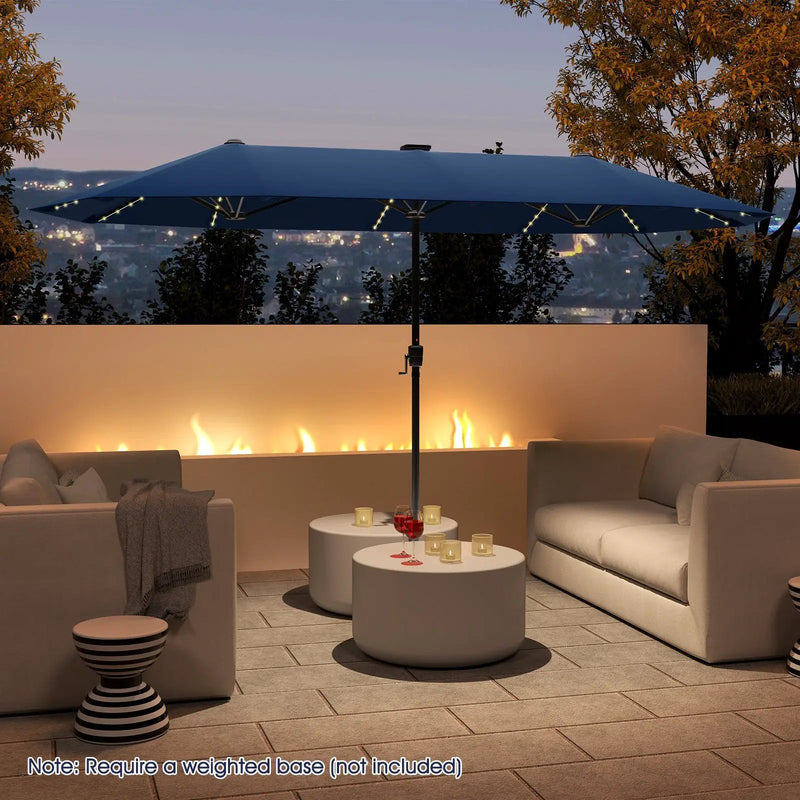 13 FT Double-Sided Patio Umbrella with Solar LED Lights by DirectDeals