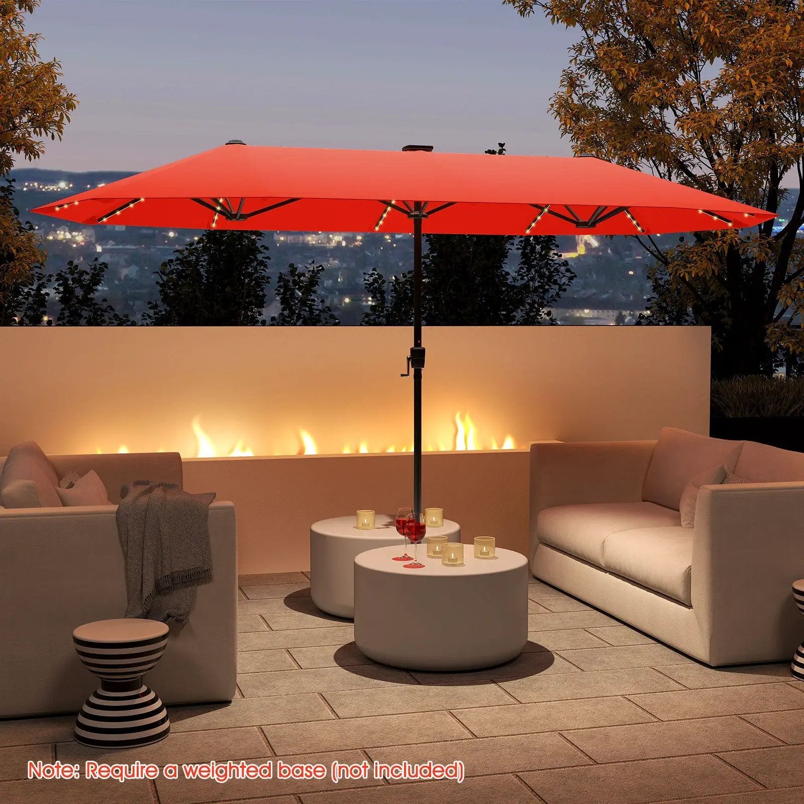 13 FT Double-Sided Patio Umbrella with Solar LED Lights by DirectDeals