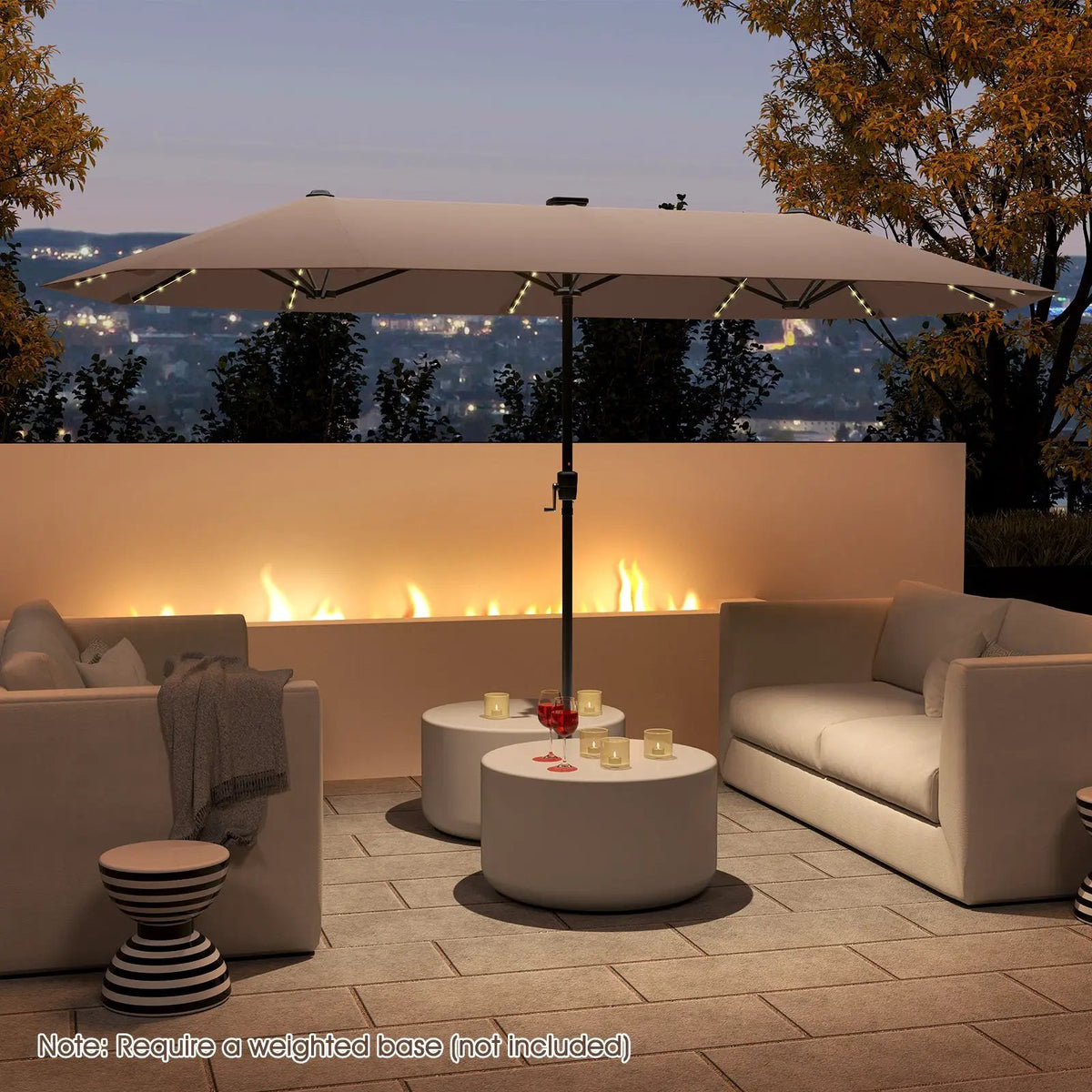 13 FT Double-Sided Patio Umbrella with Solar LED Lights, photo 7 of 30