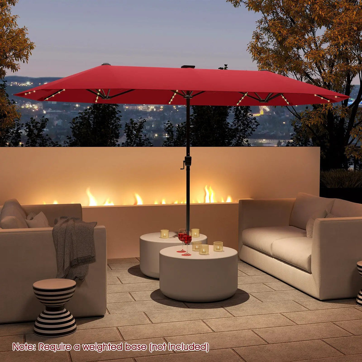 13 FT Double-Sided Patio Umbrella with Solar LED Lights, photo 27 of 30