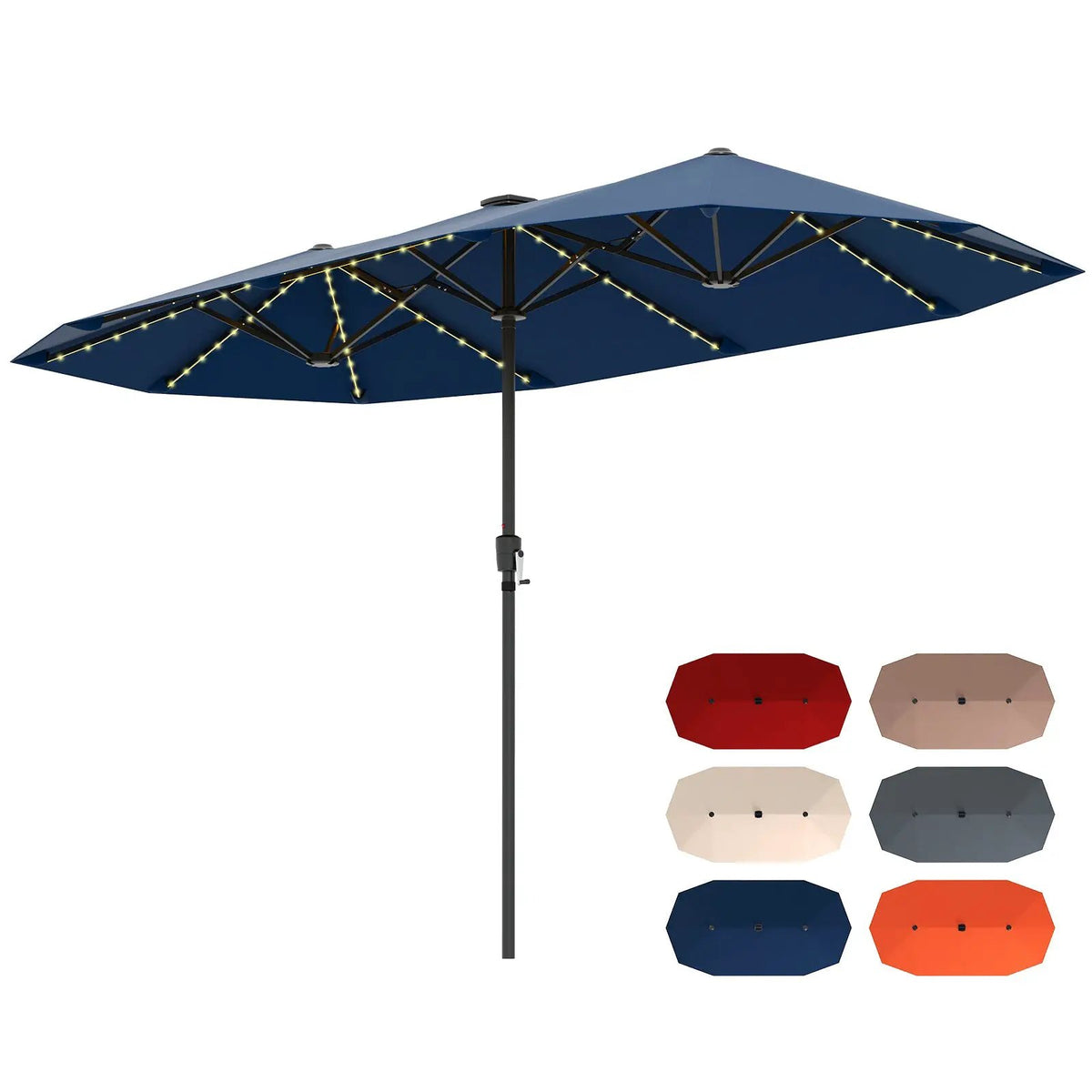 13 FT Double-Sided Patio Umbrella with Solar LED Lights, photo 19 of 30