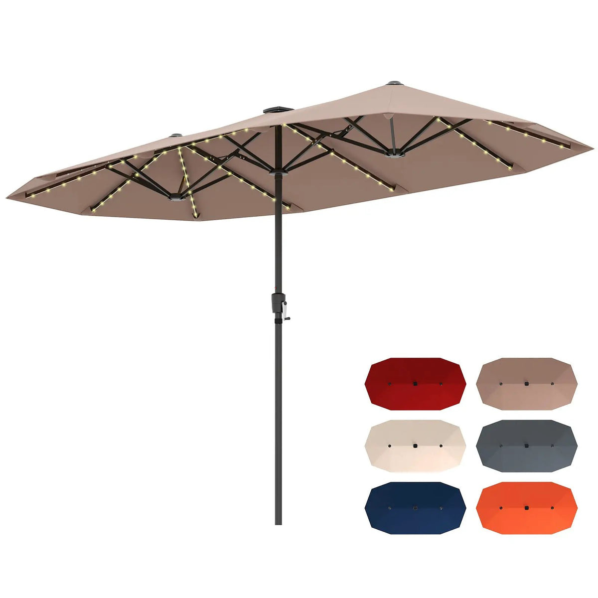 13 FT Double-Sided Patio Umbrella with Solar LED Lights, photo 9 of 30