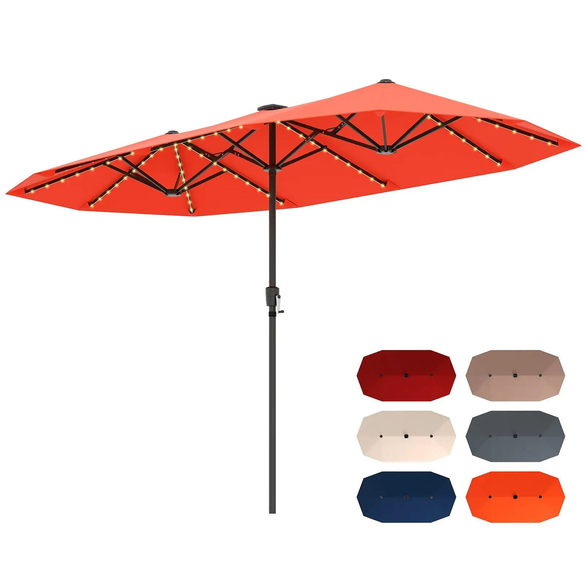 13 FT Double-Sided Patio Umbrella with Solar LED Lights, photo 24 of 30