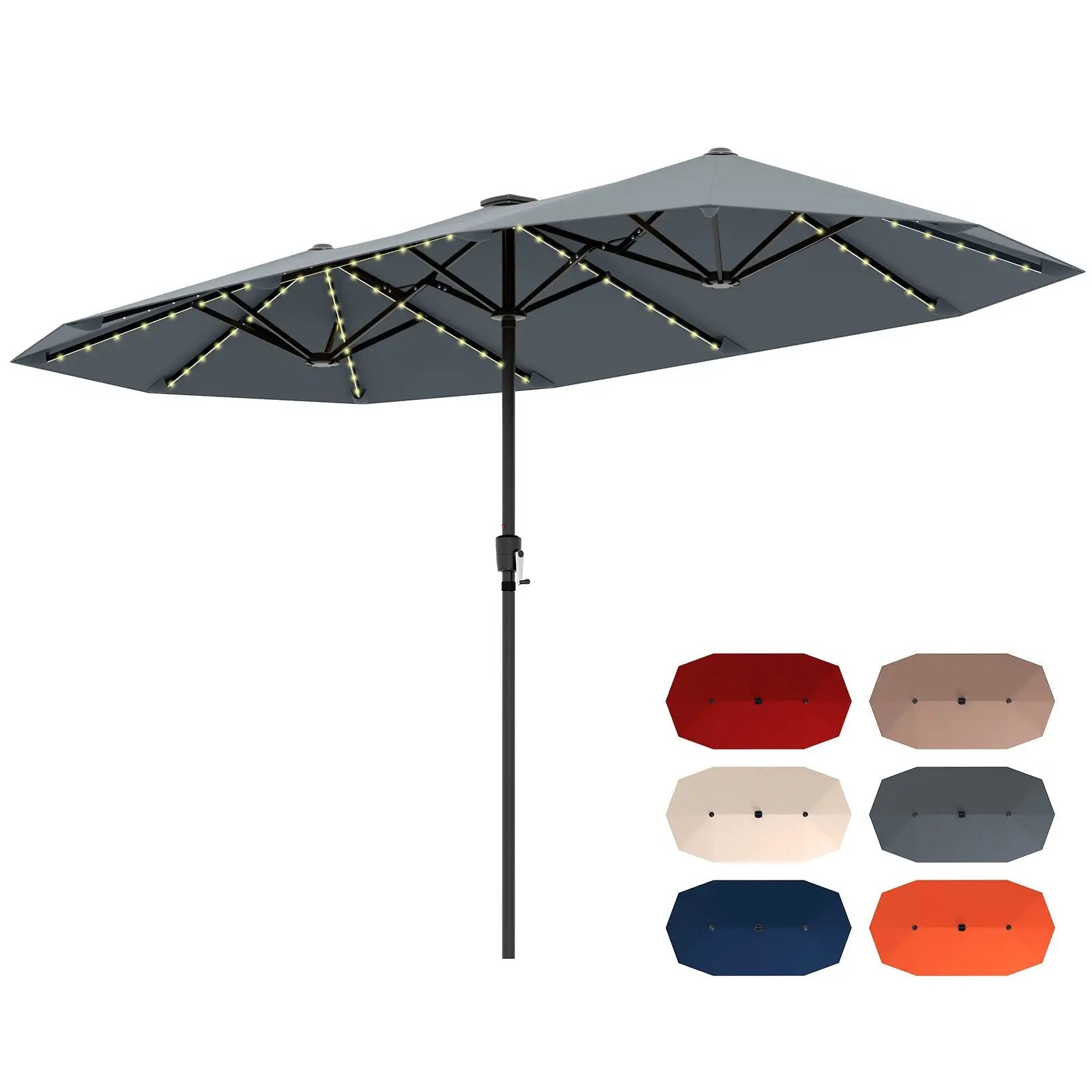 13 FT Double-Sided Patio Umbrella with Solar LED Lights by DirectDeals