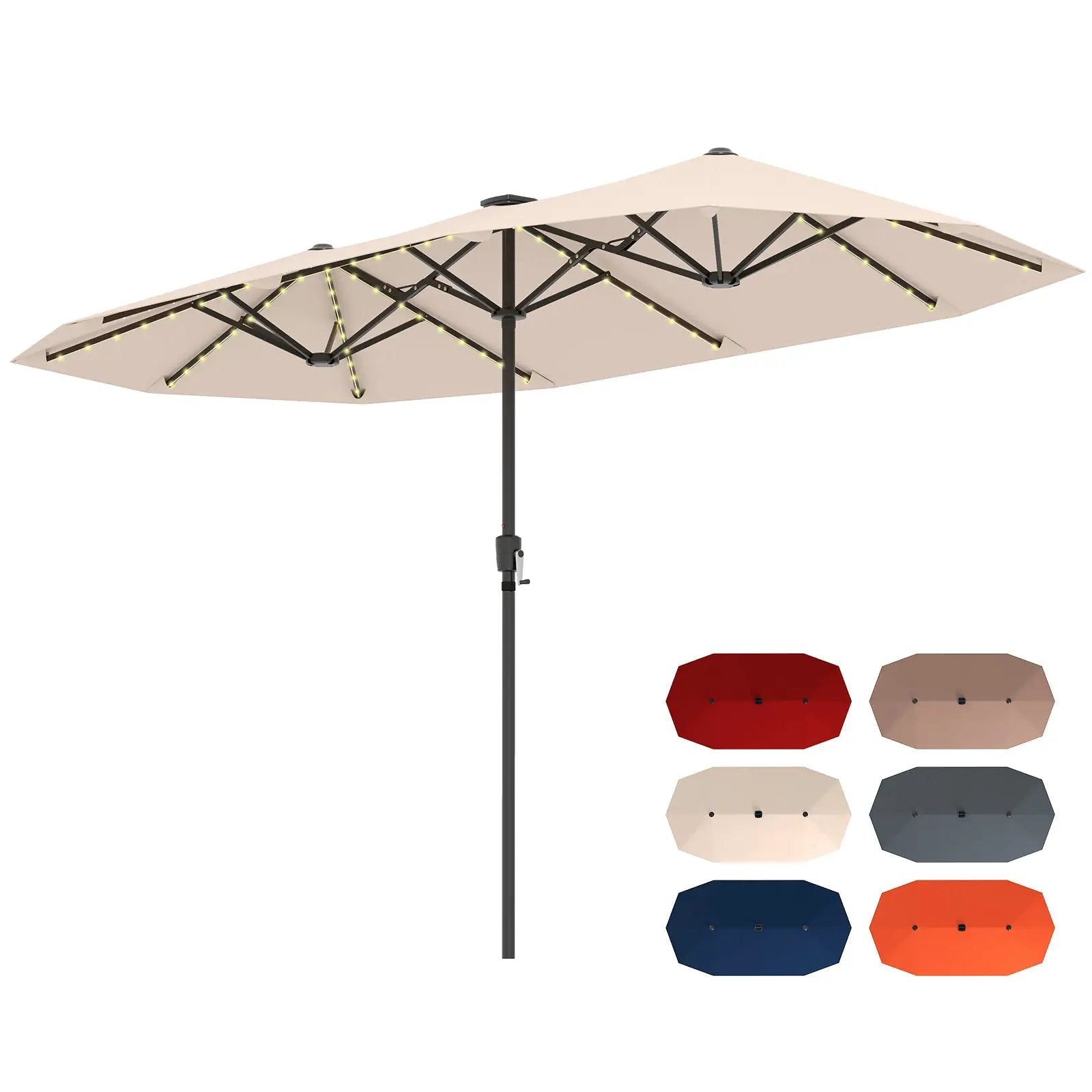 13 FT Double-Sided Patio Umbrella with Solar LED Lights by DirectDeals