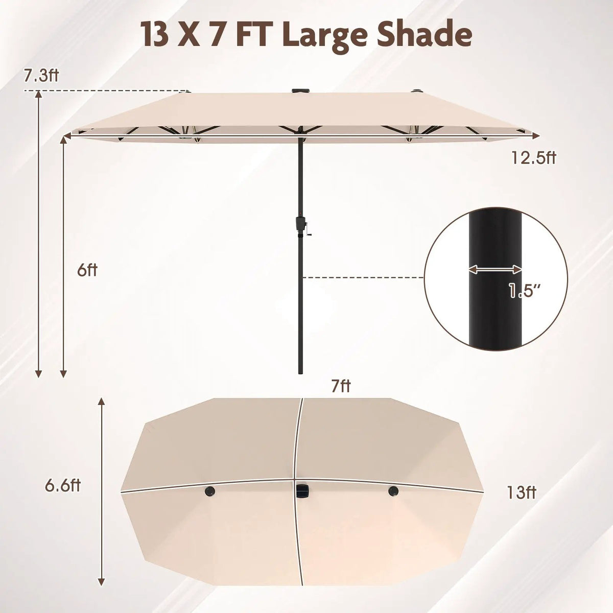 13 FT Double-Sided Patio Umbrella with Solar LED Lights, photo 5 of 30